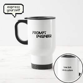 Prompt engineer minimalistische quote reisbeker