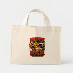 Prompt Koffie Herhaal .Ai Start Na Koffie Grappig Mini Tote Bag
