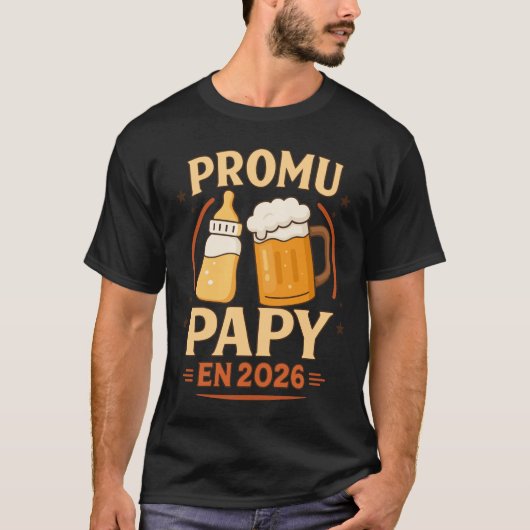 Promu Papy 2026 Idée Annonce Futur Grand-Père T-shirt (Voorkant)