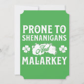 Prone to Shenanigans and Malarkey St Patrick's Day Kaart (Voorkant)