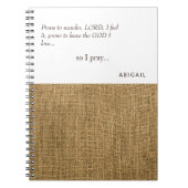 Prone to Wander Burlap Custom Prayer Journal Notitieboek (Voorkant)