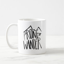 Prone to Wander | Zwarte stijl penseelscript Koffiemok