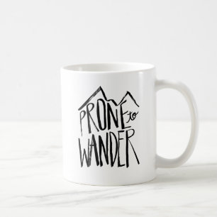Prone to Wander   Zwarte stijl penseelscript Koffiemok