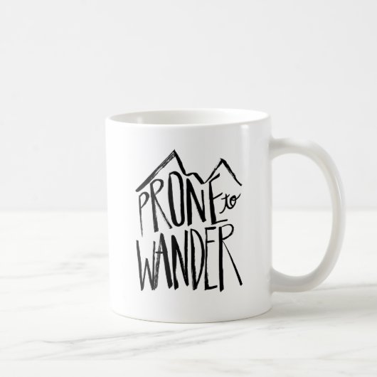 Prone to Wander | Zwarte stijl penseelscript Koffiemok (Rechts)