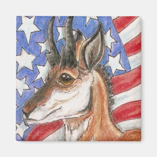 Pronghorn Antelope Americana Wildlife Art Magneet (Voorkant)