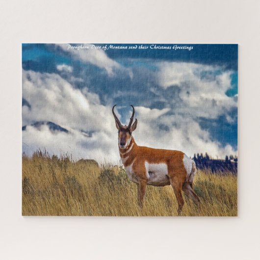 Pronghorn Deer Montana. kerstcadeautjes Legpuzzel (Horizontaal)