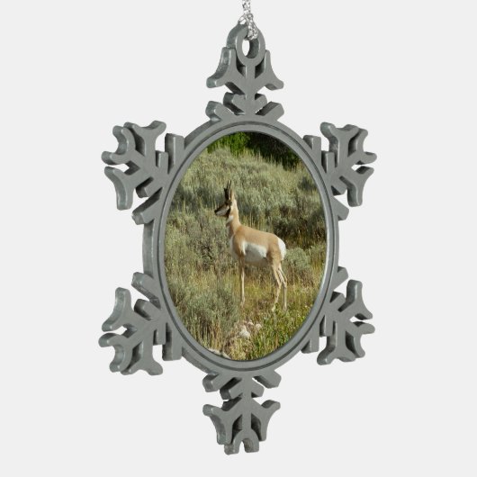 Pronghorn in Grand Teton National Park Tin Sneeuwvlok Ornament (Links)