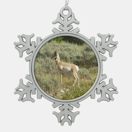 Pronghorn in Grand Teton National Park Tin Sneeuwvlok Ornament (Voorkant)