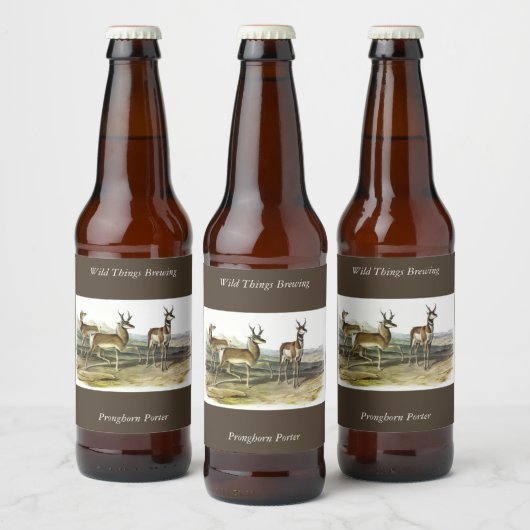 Pronghorn (Prong-horned Antelope) van Audubon Bier Etiket (Flessen)