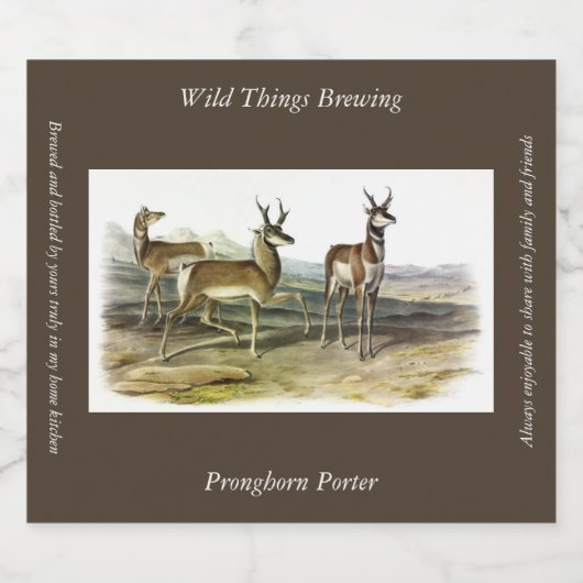 Pronghorn (Prong-horned Antelope) van Audubon Bier Etiket (Enkel label)