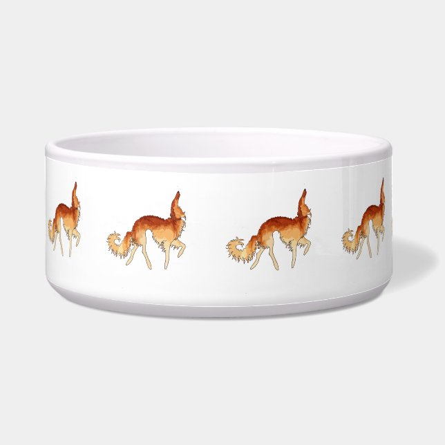 Pronkende Borzoi Keramische Honden Kom (Voorkant)