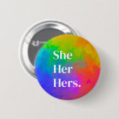 Pronomen Button regenboog schilderij (Voorkant /achterkant)