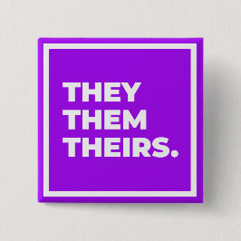 Pronoun-Button van hen/Them/Theirs Vierkante Button 5,1 Cm