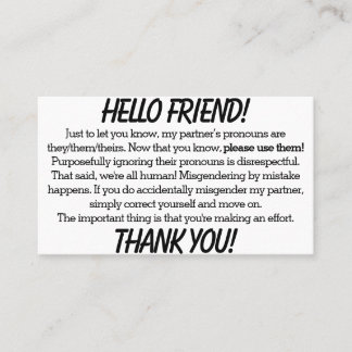 Pronoun Cards (zij/zij partner) Visitekaartje