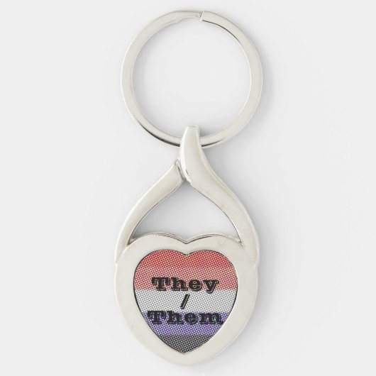  Pronoun Cupioromantic Pride Flag Sleutelhanger (Voorkant)