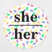 Pronoun ID Tags Pastel Sprinkles Labels (Design 2)
