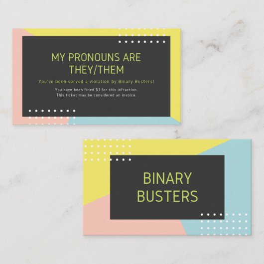 Pronoun Intervention (Fine) "Zij/Them" Visitekaartje (Voorkant / Achterkant)
