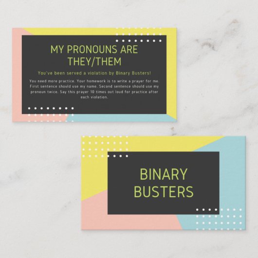 Pronoun Intervention "Zij/Them" (Prayer) Visitekaartje (Voorkant / Achterkant)