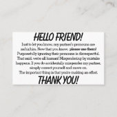 Pronoun-Kaarten (ze/hir-partner) Visitekaartje (Voorkant)