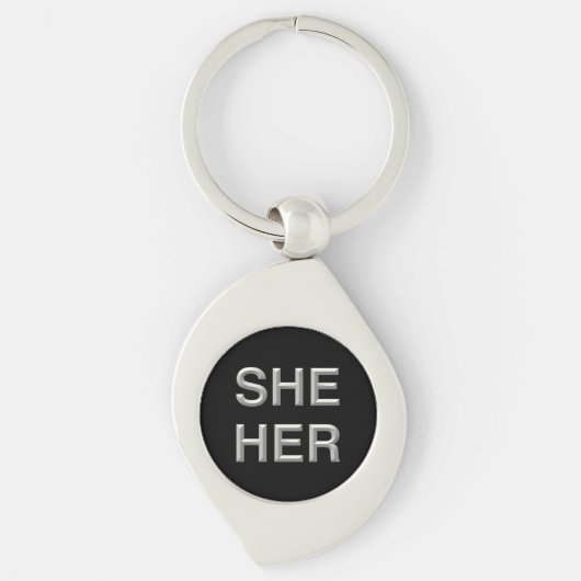 Pronoun Metal Sleutelhanger (zij/haar) (Voorkant)