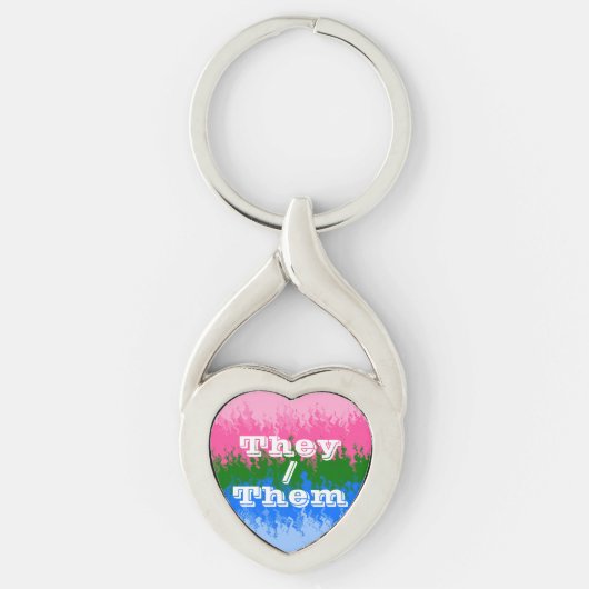 Pronoun Omniromantic Pride Flag Sleutelhanger (Voorkant)