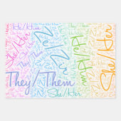 Pronoun pride gender queer rainbow lgbtqa inpakpapier vel (Voorkant)