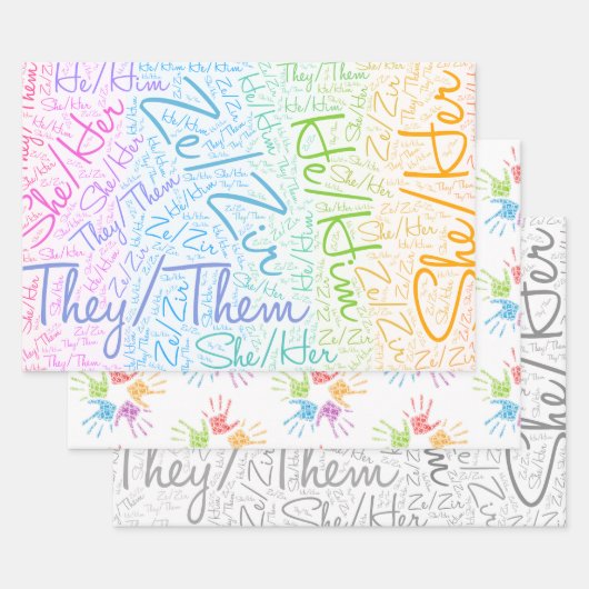 Pronoun pride gender queer rainbow lgbtqa inpakpapier vel (Set)