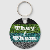  Pronoun Quioromantic Pride Flag Sleutelhanger (Voorkant)