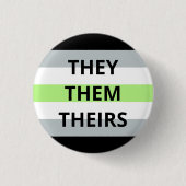 Pronouns Agender Badge Ronde Button 3,2 Cm (Voorkant)