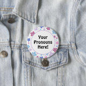 Pronouns Bigender Pride Bloemen Doodle Pastels Ronde Button 7,6 Cm (In situ)