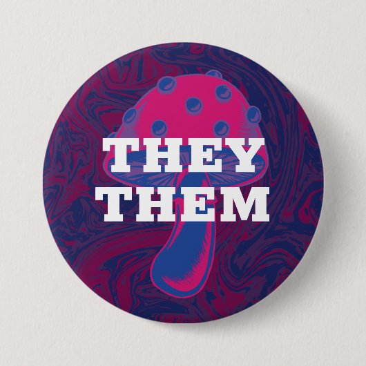 pronouns Bisexual Flag paddenstoel Ronde Button 7,6 Cm (Voorkant)