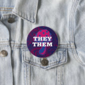  pronouns Bisexual Flag paddenstoel Ronde Button 7,6 Cm (In situ)