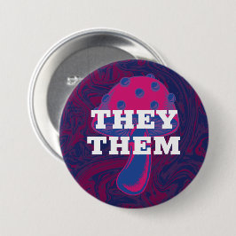 pronouns Bisexual Flag paddenstoel Ronde Button 7,6 Cm