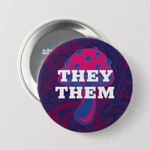 pronouns Bisexual Flag paddenstoel Ronde Button 7,6 Cm