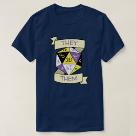 Pronouns Nonbinary D20 TTRPG Dice T-shirt