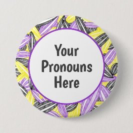 PRONOUNS Nonbinary Pride Abstract Zen bloemblad Ronde Button 7,6 Cm