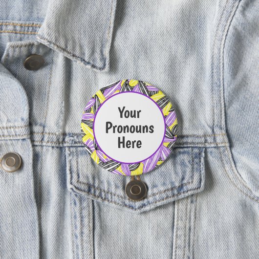 PRONOUNS Nonbinary Pride Abstract Zen bloemblad Ronde Button 7,6 Cm (In situ)