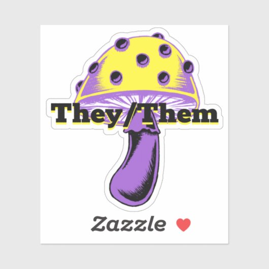  Pronouns Nonbinary Pride paddenstoel Sticker (Vel)