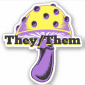  Pronouns Nonbinary Pride paddenstoel Sticker (Voorkant)