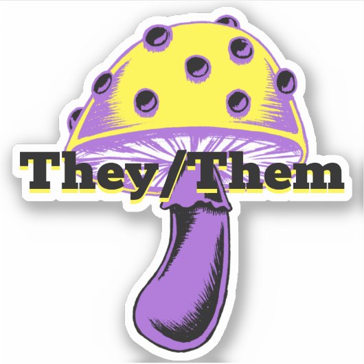  Pronouns Nonbinary Pride paddenstoel Sticker (Voorkant)