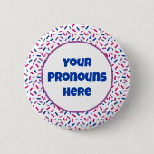PRONOUNS Rainbow Sprinkles Bisexual Pride Flag Ronde Button 5,7 Cm (Voorkant)