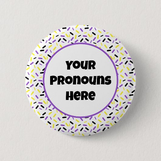 PRONOUNS Rainbow Sprinkles Nonbinary Pride Flag Ronde Button 5,7 Cm (Voorkant)