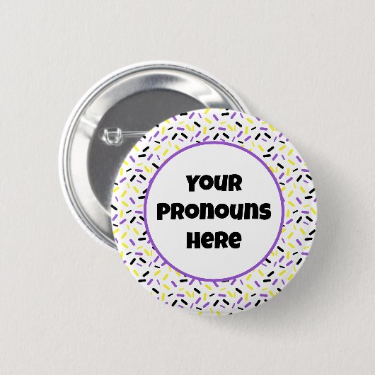 PRONOUNS Rainbow Sprinkles Nonbinary Pride Flag Ronde Button 5,7 Cm (Voorkant /achterkant)