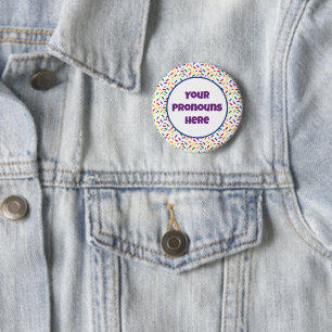 PRONOUNS Rainbow Sprinkles Rainbow LGBT Pride Flag Ronde Button 5,7 Cm