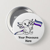PRONOUNS Schattige Axolotl + Butch Lesbian Pride F Ronde Button 7,6 Cm (Voorkant /achterkant)