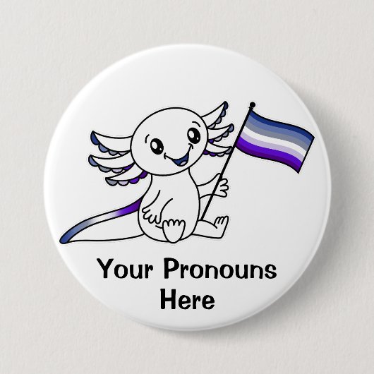 PRONOUNS Schattige Axolotl + Butch Lesbian Pride F Ronde Button 7,6 Cm (Voorkant)