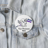 PRONOUNS Schattige Axolotl + Butch Lesbian Pride F Ronde Button 7,6 Cm (In situ)