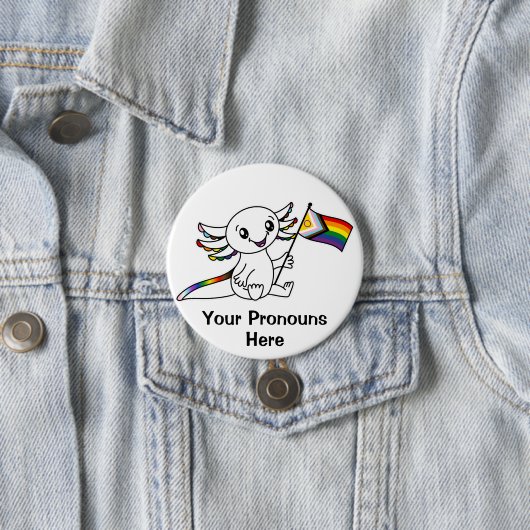 PRONOUNS Schattigee Axolotl Intersex Progress Prid Ronde Button 7,6 Cm (In situ)