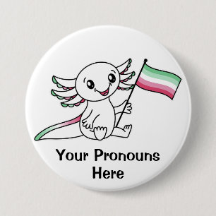 PRONOUNS Schattigee Axolotl met Abroseksuele Pride Ronde Button 7,6 Cm