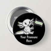 PRONOUNS Schattigee Axolotl met Agender Pride Flag Ronde Button 7,6 Cm (Voorkant /achterkant)
